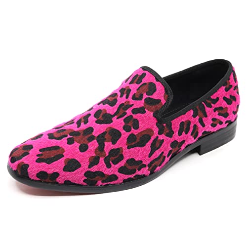 Men's Fashion Leopard Print Smoking Dress Loafers Slip On Shoes SM-03