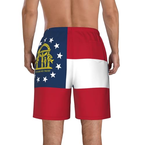 Georgia Flag Print Stylish Men Beach Shorts Lightweight Cozy Swim Trunks Summer Casual Outings Holiday3