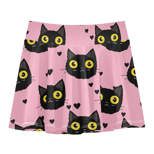 Athletic Shorts Girls Skorts Cute Black Cats Pink Toddlers Tennis Skirts Fun Cute Girl Skort 3t