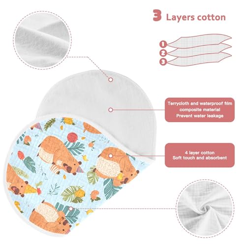 Capybara and Plants Baby Burp Cloths, Cotton Soft Absorbent Burp Cloth, Baby Bib Cloths Spit Up Rags for Newborn Boys Girls, 1 Pack, 22”x11” 5