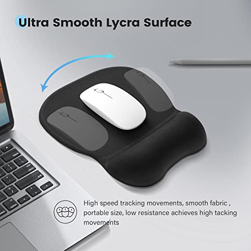 Soqool Mouse Pad, Mouse Pad With Cooling Gel Wrist Rest Support - Ergonomic Gaming Desktop Mouse Pad Wrist Rest, Rubber Base For Laptop Computer,Office & Home,Round Black #TOP3