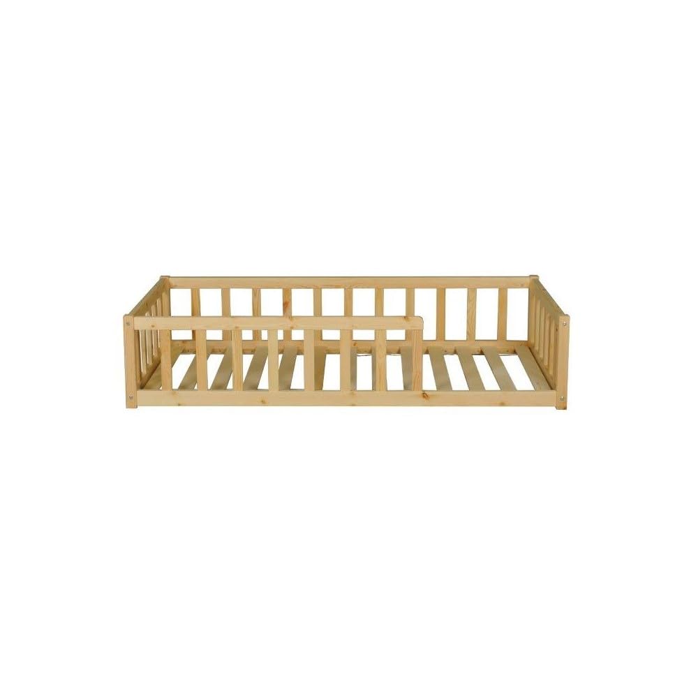 WEBER INDUSTRIES Lit 80x160 Nino+ 1 sommier + barrière/Bois Clair