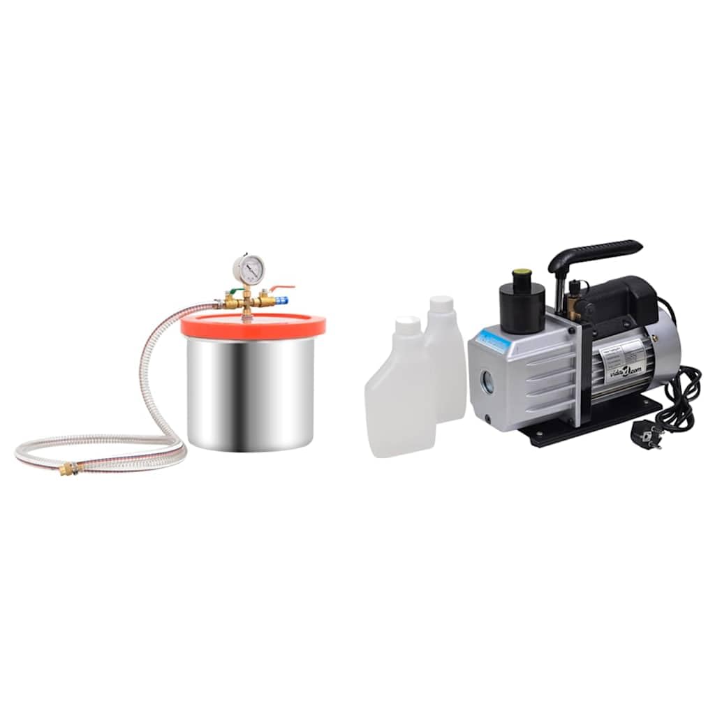 Vakuumkammer Set mit 2-stufiger Pumpe 7,4 L Edelstahl Entgasung