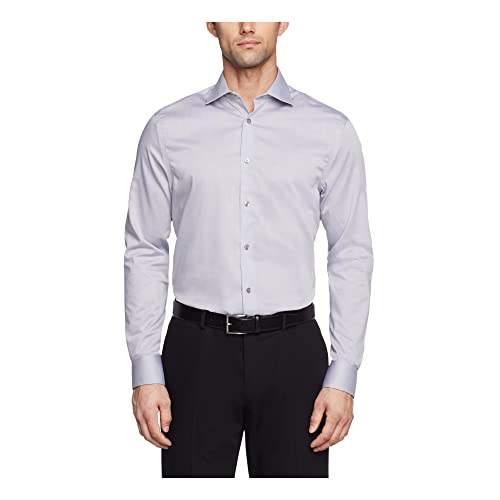 Calvin Klein Men's Regular Fit Non Iron Herringbone Solid, Smoke, 16.5/36-37 - image 1