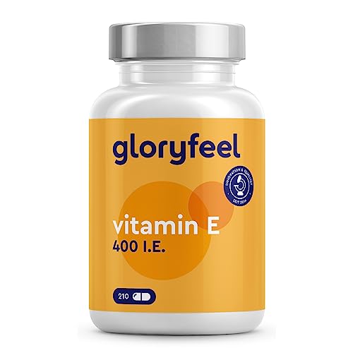 Vitamin E 210 Kapseln - 400 IE bioaktives Vitamin E pro Kapsel - Hochdosiert für 7 Monate Versorgung - Laborgeprüft und in Deutschland hergestellt