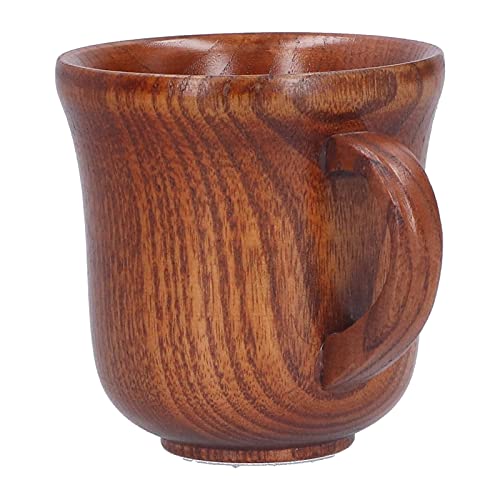 Wooden Cup, Wooden Coffee Cup Coffee Tea Cup, Wood Grain Coffee Mug, Wooden Wine Mugs with Handle for Home, Restaurant, Living Room, Study, Office