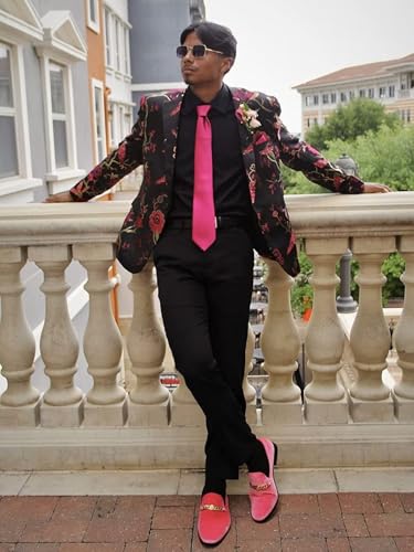 Mens Blazer Embroidery Slim Fit Tuxedos Suit Jacket Formal Print Prom Blazer Dinner Sport Coat3