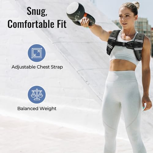 Image of Zeerun Weighted Vest, 6lb /8lb /10lb /12lb /15lb /18lb /20lb /24lb /30lb for Men Women, Reflective Stripe Adjustable Buckle, Comfortable Durable Rucking Vest for Walking Running Strength Training