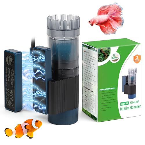 Hygger CO2 Skimmer de Surface pour Aquarium, magnétique Skimmer Aquarium avec éponge Bio, pour l'eau Douce et l'eau salée Aquarium, 5W Surface Skimmer 96GPH...
