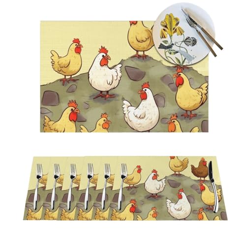 Set de table chic en PVC tissé durable - Protection de table haute résistance - 8