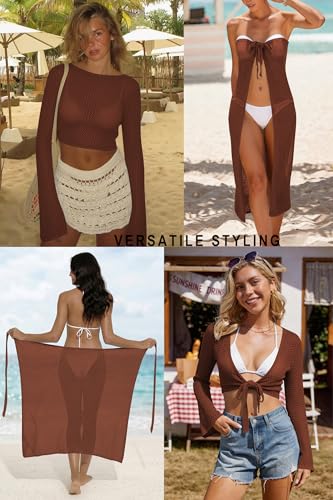 Image of Cakulo Women's Crochet Cover Up 2 Piece Beach Skirt Sets