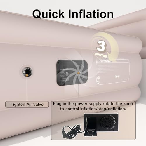 Image of Pvc Air Mattress with Built-in Electric Pump, 18 Inch Inflatable Mattress, Portable Storage Cover for Home, Guests (Yellowish Coffee, 18 Inch Twin)