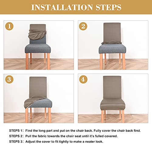 Jin Le Dining Chair Covers Set Of 2 Khaki, Stretch Parson Chair Slipcover Chair Covers For Dining Room Protector Cover Removable Washable Kitchen Chair Covers For Hotel, Wedding, Banquet, Restaurant #TOP4