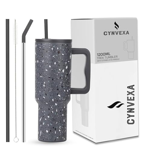 Image of Tumbler with lid and Straw 1200ML Cup Stainless Steel Vacuum Insulated Tumbler for Water, Iced Tea or Coffee 1.2L Office Gym Travelling (Grey Paint)