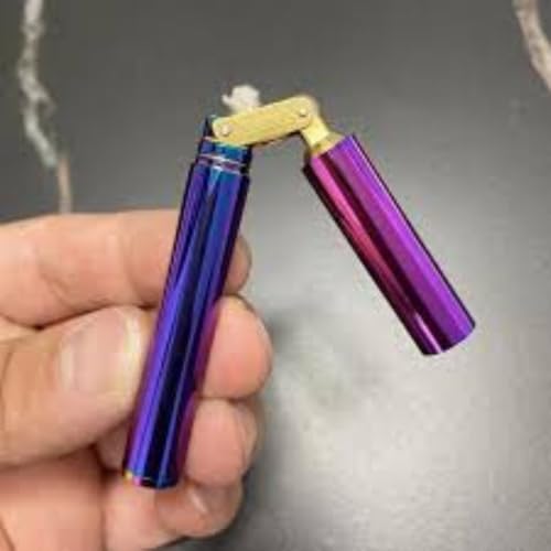 Image of Smoke King Lighter Retro Purple Stick Lighter, Refillable Brass Windproof Pocket Lighter with Open Flame, Classic Gift for Men (Fuel Not Included)