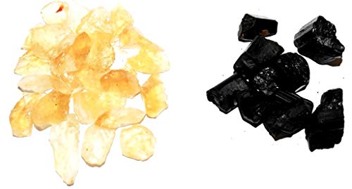 Image of Natural Black Tourmaline Stone Original Citrine Crystal Healing Vastu Meditation Gemstones