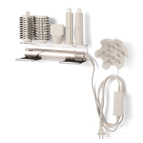 GENCAM Wall Mounted Holder for Shark Flexstyle, Acrylic Wall Mount Bracket Organizer for Shark Flex Style, Flex Style Holder with Cord Hanger for Accessories Curlers Brushes Diffuser and Attachments