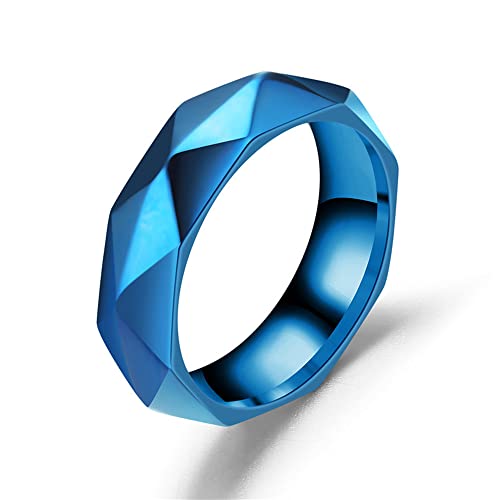 Blue Stainless Steel Rings Diamond Cut Titanium Steel Fashion Cosplay Props Jewelry Game Gift Usa Size