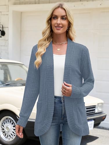 Image of Heymoments Knitted Open Front Cardigan for Women Long Sleeve Causal Bolero Lightweight Sweaters