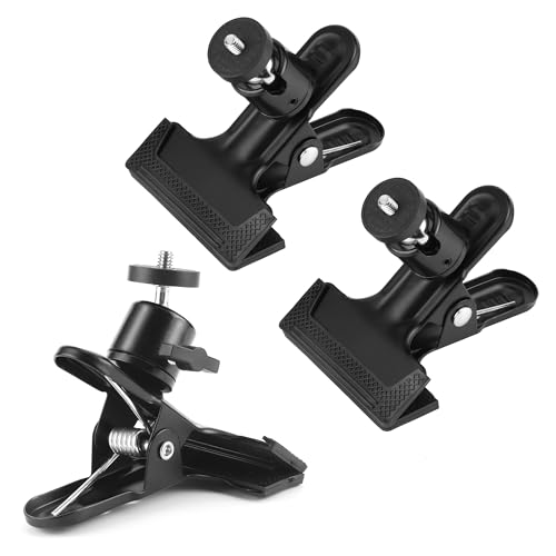 3 Pièces Support Pince avec Rotule Rotative,Pince Porte Réflecteur en Métal avec Support à Vis 1/4 Supports d'Appareils Photo pour Flash Noir
