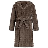 WYTbaby Bademantel Kinder Jungen Flanell Unisex Kinderbademantel Mit Kapuze für Jungen und Mädchen 7-9 Jahre