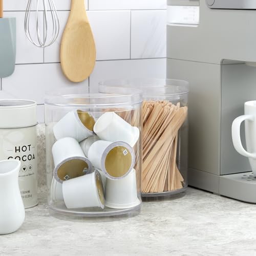 STORi Bella Tall Scrunchie Holder | Stackable Clear Plastic Container (Set of 2) Round Vanity Storage Organizers with Lids for Hair Accessories & Beauty Supplies | Made in USA - Image 5