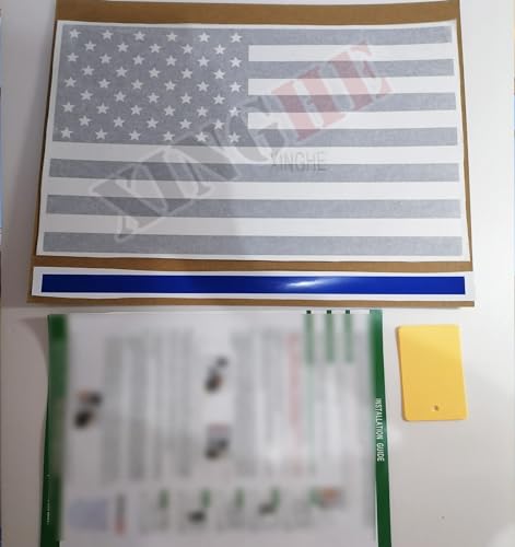 Image of Xinghe for Chevy Colorado GMC Canyon 2015-2026 Rear Middle Window American Flag Decal, Matte Black Blue Line USA Flag Vinyl Sticker for Truck Back Sliding Window Glass