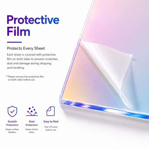 Image of 2Pack 24X24 Large Iridescent Acrylic Sheets for DIY Art Projects, Crafting Projects, Display Project, Signs, Painting,23.8x23.8 (2.8mm Thick)
