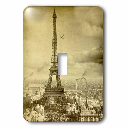 Interruptor de boton individual de la Torre Eiffel de Paris 1889 en sepia multicolor 3dRose 2