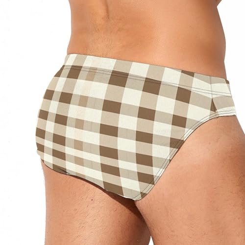 Traditional Plaid Mens Swim Briefs Quick Dry Swim Trunk Bikini Underwear Swimsuit3