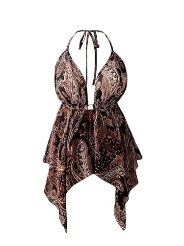 Verdusa Women's Plus Size Hippie Western Halter Tops Asymmetrical Club Concert Tops3