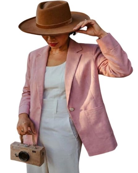Ladies Lavender Long Sleeve Blazer Formal Casual Business Jacket Lightweight Coat-image-0