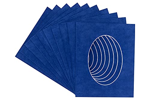 CountryArtHouse Brooke Blue Suede Acid Free 11x14 Oval Picture Frame Mat with White Core Bevel Cut for 8x12 Pictures - Fits 11x14 Frame - Pack of 10 Matboards
