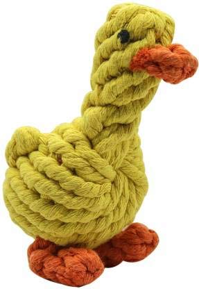 Petlogix Dog Chew Rope Toy 5.3 inches Yellow (Duck) Teeth Cleaning Puppy Teething Braided Animal Cotton Rope Dental Chewing, Bite Resistant, Eco-Friendly