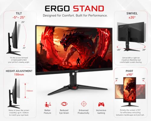Image of Acer Nitro XV270K V2 27 Inch 4K UHD IPS Gaming Monitor | 144Hz | DFR FHD 288Hz | 1ms VRB | HDR10 | 99% sRGB | AMD FreeSync Premium | Ergo Stand | HDMI 2.1 | DisplayPort | Smart Dial | Eye Care
