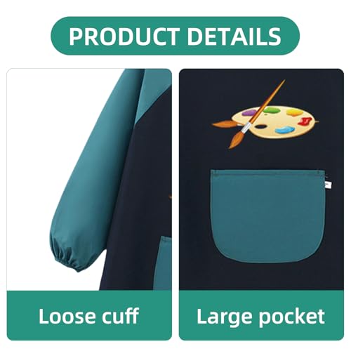 Malkittel Schule 1. Klasse,Malschürze Kinder ab 6 Jahre,Junge Malerkittel Bastelschürze,Tuschkittel Kind Schürze Wasserdicht 7-12 Werkenschürze Langarm Kunst Malen Bastelkittel mit Taschen,für Malerei