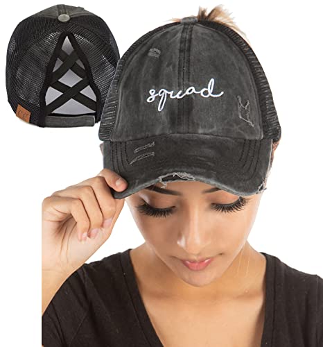Image of Funky Junque Womens Baseball Cap Dad Hat Ponytail Messy Bun Trucker Ponycap