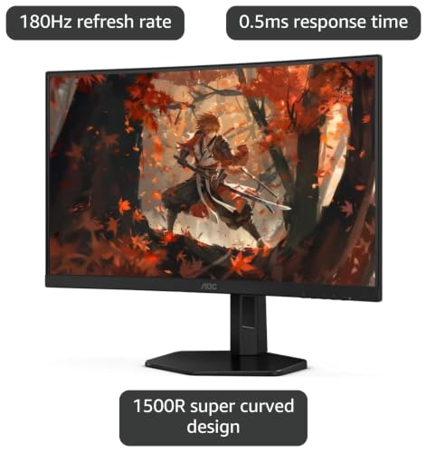Image of AOC C27G4X 27-Inch Curved Gaming Monitor, FHD 1920x1080, 180Hz, FreeSync, HDR10, VA Panel, 0.5ms Response (Renewed)