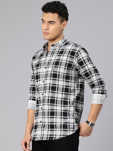 Image of Majestic Man Stylish Slim Fit Cotton Spread Collar Checked Casual Shirt