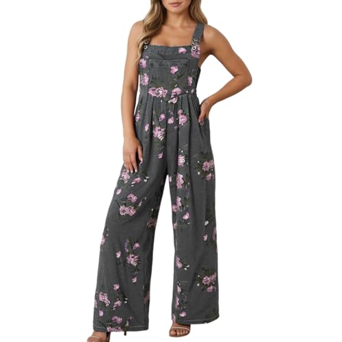 Peto de flores para mujer en tejido vaquero de verano estilo casual