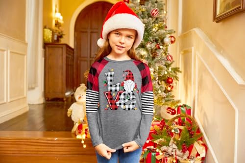 Image of BesserBay Girls Christmas Raglan Shirt Casual Leopard Stripe Patchwork Tunic Top 4-14 Years