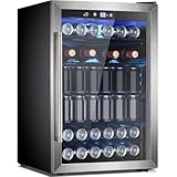 Electactic 145 Can Beverage Refrigerator, 37 Bottle Wine Fridge with Smart Temperature Control, 4.4 CU FT Quiet Freestanding Mini Fridge with Child Lock Panel for Family Restaurant Bar