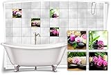 Medianlux Fliesen-Aufkleber SPA Wellness Orchidee Kerze Bambus Steine Lila Grün Bad WC Deko, 15x15cm fp5p464q-134385