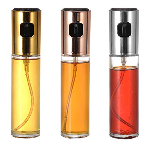 3PCS Olive Oil Sprayer Mister Spray Bottles 3.4Oz Refillable Oil Vinegar Dispenser Glass