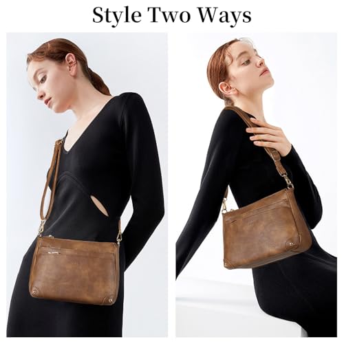GOIACII Crossbody Bags for Women Leather Hobo Shoulder Handbags Ladies Travel Purse with Multi Zipper Pockets - Image 3