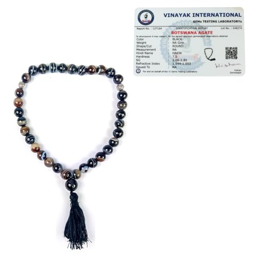 Image of Reiki Crystal Products Natural Certified Crystal Stone Sulemani Hakik Tasbeeh for Muslim Prayer 33 Beads (Color : Multi)