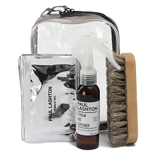 Paul Lashton Complete Premium Straw Hat Stiffener KIT with Straw Stiffener, Hat Wipes, & Horsehair Brush Clear