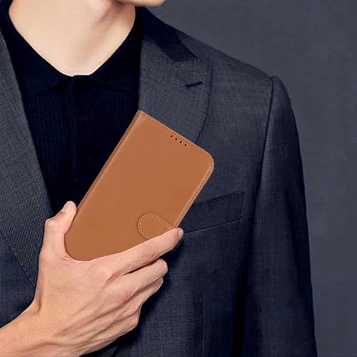 Image of for iPhone 13 Pro Max Case Wallet with Card Holder,for iPhone 12 Pro Max Wallet Case for Women Men,PU Leather Shockproof Magnetic Buckle Stand Flip Phone Case-Brown