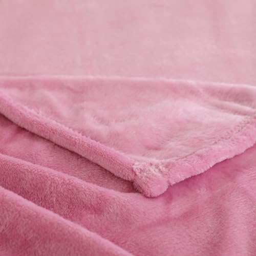 Kuscheldecke Flauschige extra weich & warm Wohndecke Flanell Fleecedecke, Falten beständig/Anti-verfärben als Sofadecke oder Bettüberwurf, Größe:220 cm x 240 cm, Farbe:Altrosa