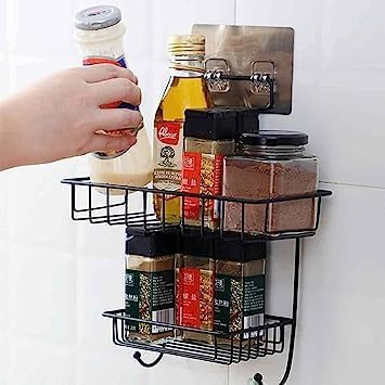 Cheet enterprise 2 Layer Multipurpose Kitchen Bathroom Shelf Wall Holder Storage Rack Strong Magic Sticker Shower Rack Shelf(Multicolor Pack of 1) 2